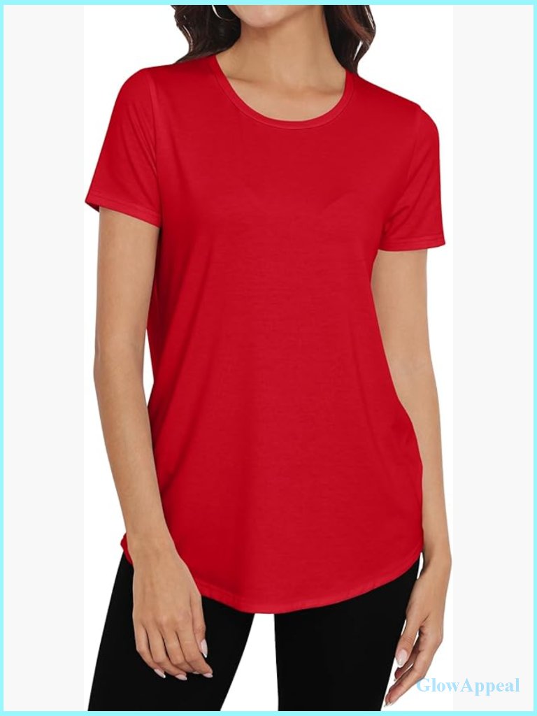 Women's Crewneck Tunic Top Short Sleeve Loose Fit Summer Tee Shirt Dressy Casual